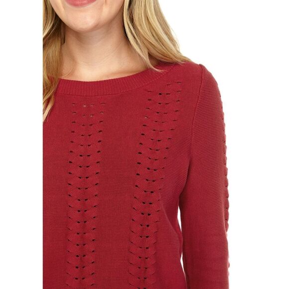 New! MICHAEL KORS Women's Cable-Knit Red 100% Cotton Sweater Size Small - Picture 2 of 6